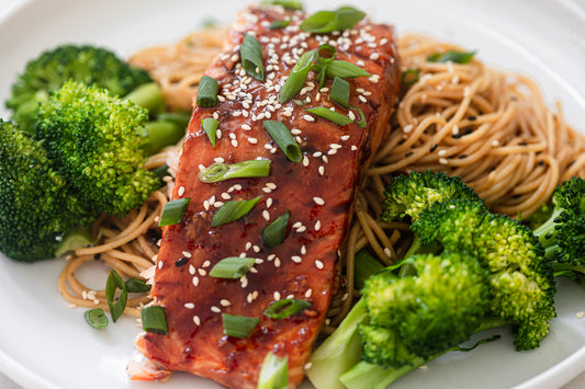 Soy-Maple Salmon with Sesame Noodles